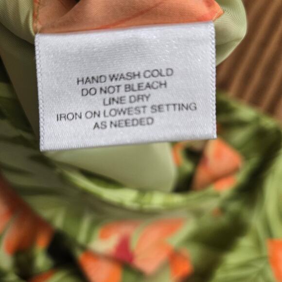 Worthington Vtg Green Floral Silk Hawaiian Tropic Vacation Resort Midi Skirt 10 - Picture 7 of 9